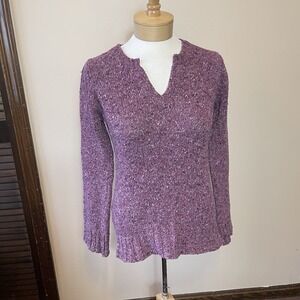 Fisherman Out Of Ireland V Neck Sweater Women's Size Small Purple 80% Wool
